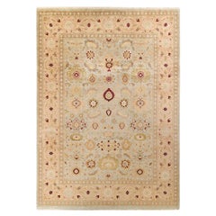 One-Of-A-Kind Hand Made Traditional Mogul Light Gray Area Rug