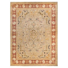One-of-a-kind Hand Made Traditional Mogul Light Gray Area Rug