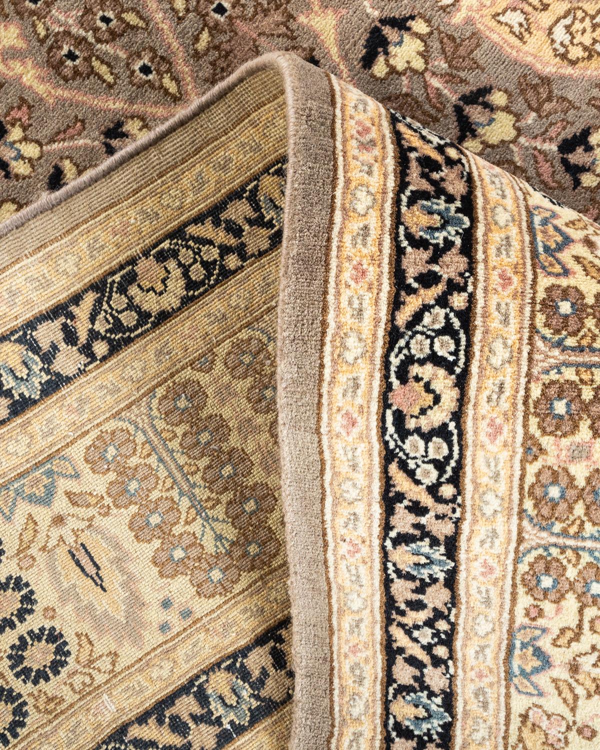 Pakistanais Tapis traditionnel Mogul gris clair, unique en son genre, fabriqué à la main en vente