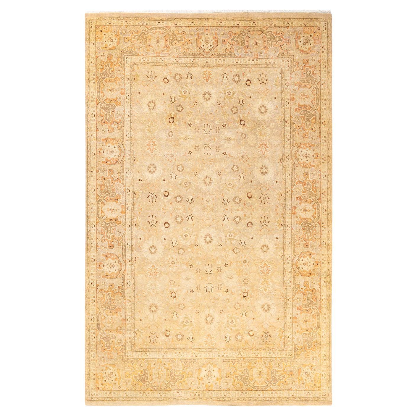 One-Of-A-Kind Hand Made Traditional Mogul Light Gray Area Rug For Sale