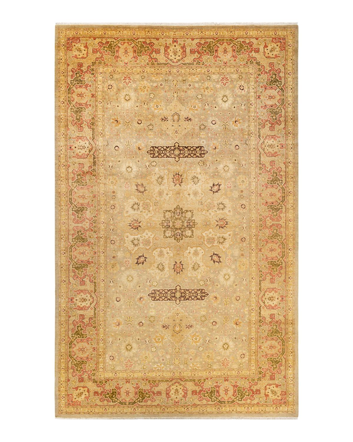Other One-of-a-kind Hand Made Traditional Mogul Light Grey Area Rug For Sale