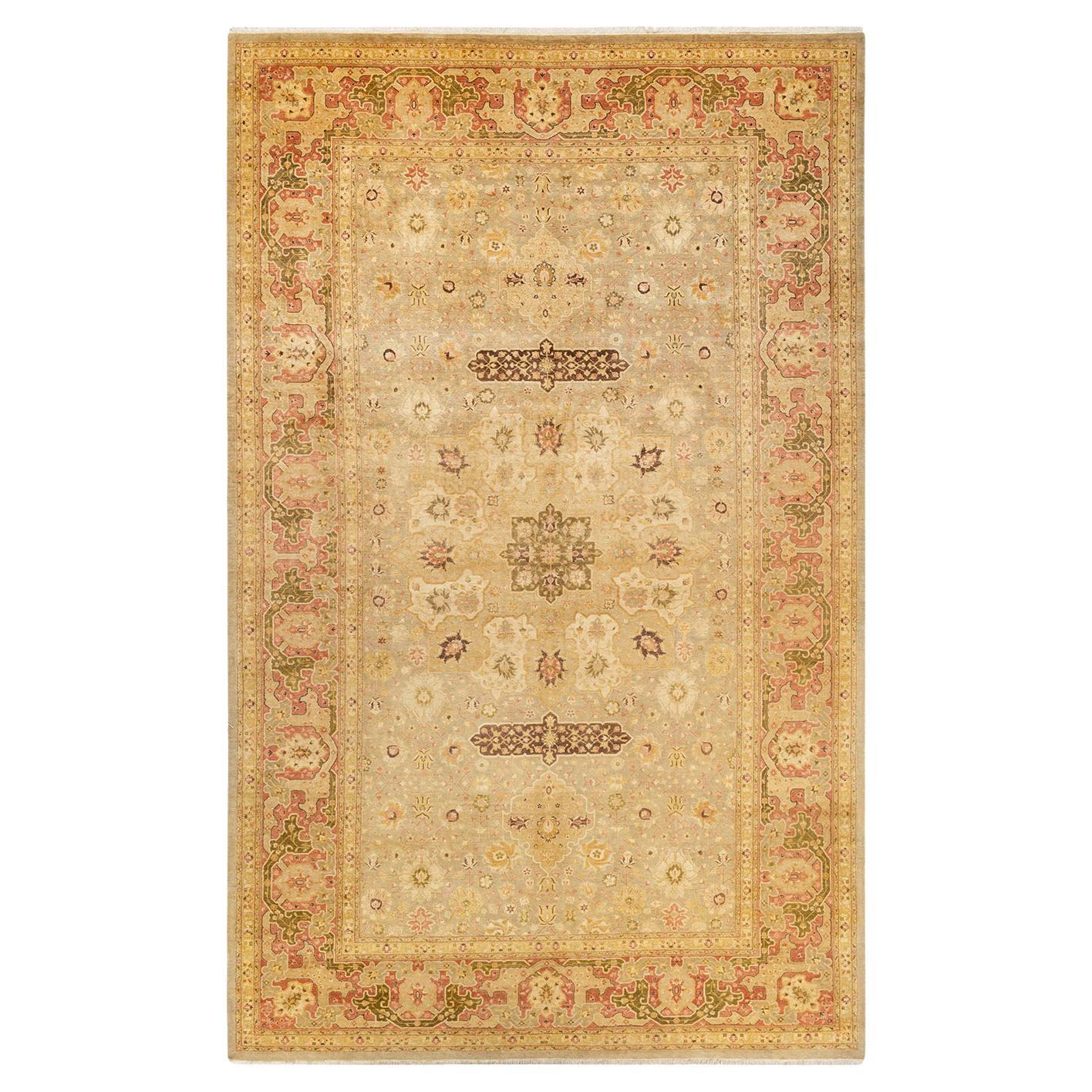 One-of-a-kind Hand Made Traditional Mogul Light Grey Area Rug For Sale