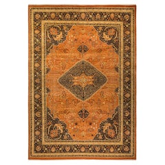 One-of-a-kind Hand Made Traditional Mogul Orange Area Rug