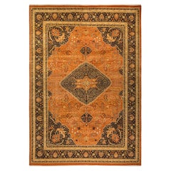 One-of-a-kind Hand Made Traditional Mogul Orange Area Rug