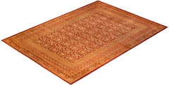 One-Of-A-Kind Hand Made Traditional Mogul Orange Area Rug