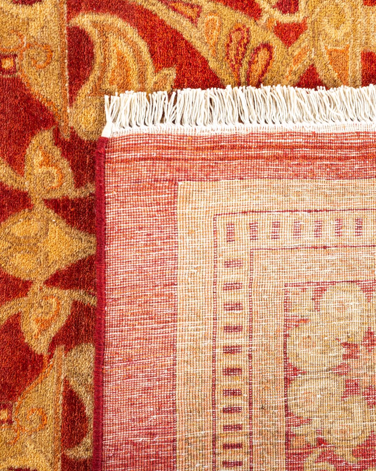 One-Of-A-Kind Hand Made Traditional Mogul Orange Area Rug In New Condition For Sale In Norwalk, CT