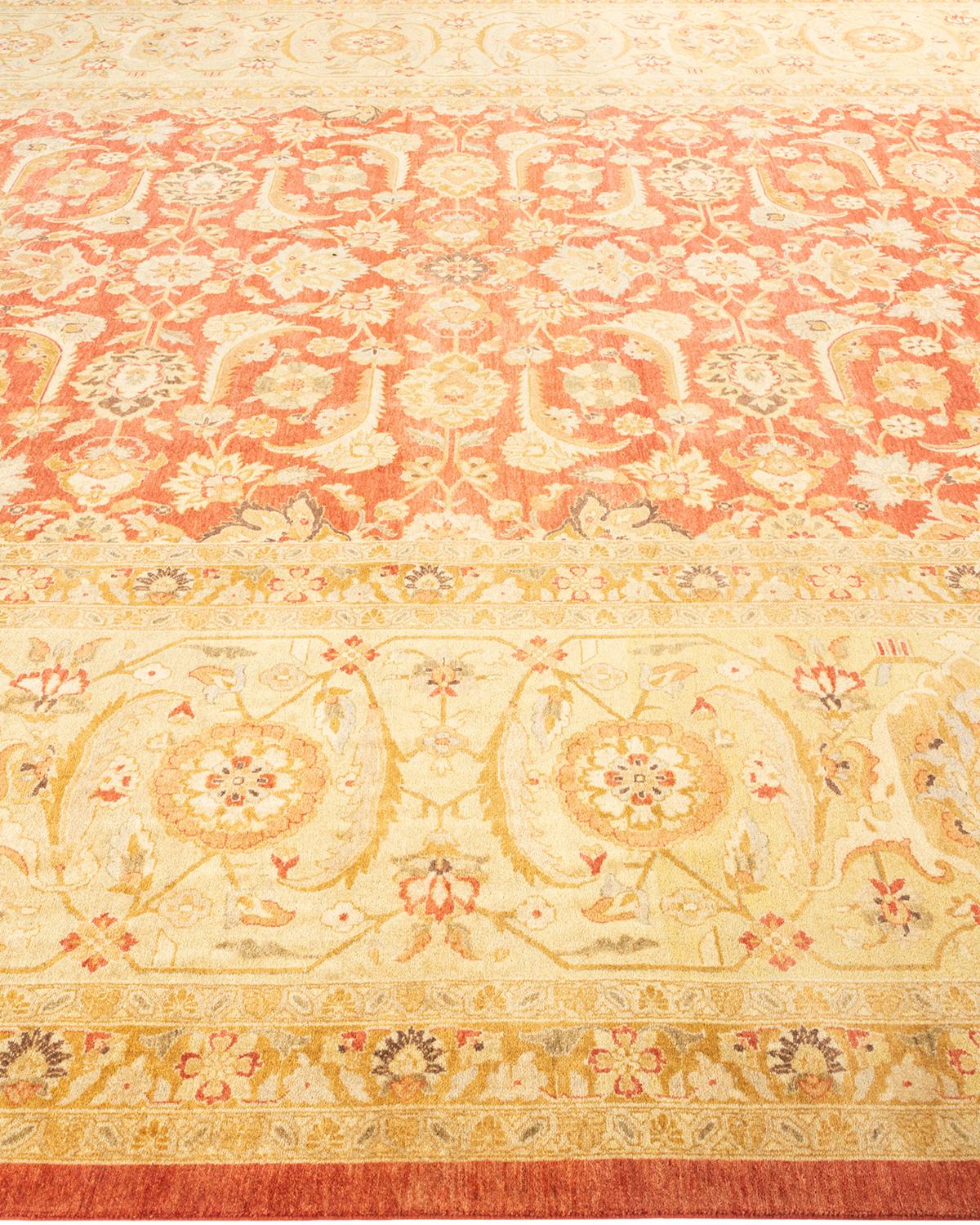 XXI secolo e contemporaneo Tappeto tradizionale Mogul arancione Hand Made unico nel suo genere in vendita