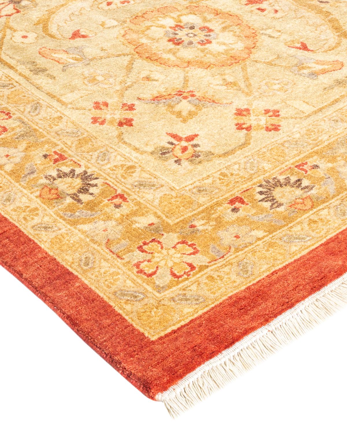 One-Of-A-Kind Hand Made Traditional Mogul Orange Area Rug For Sale 1