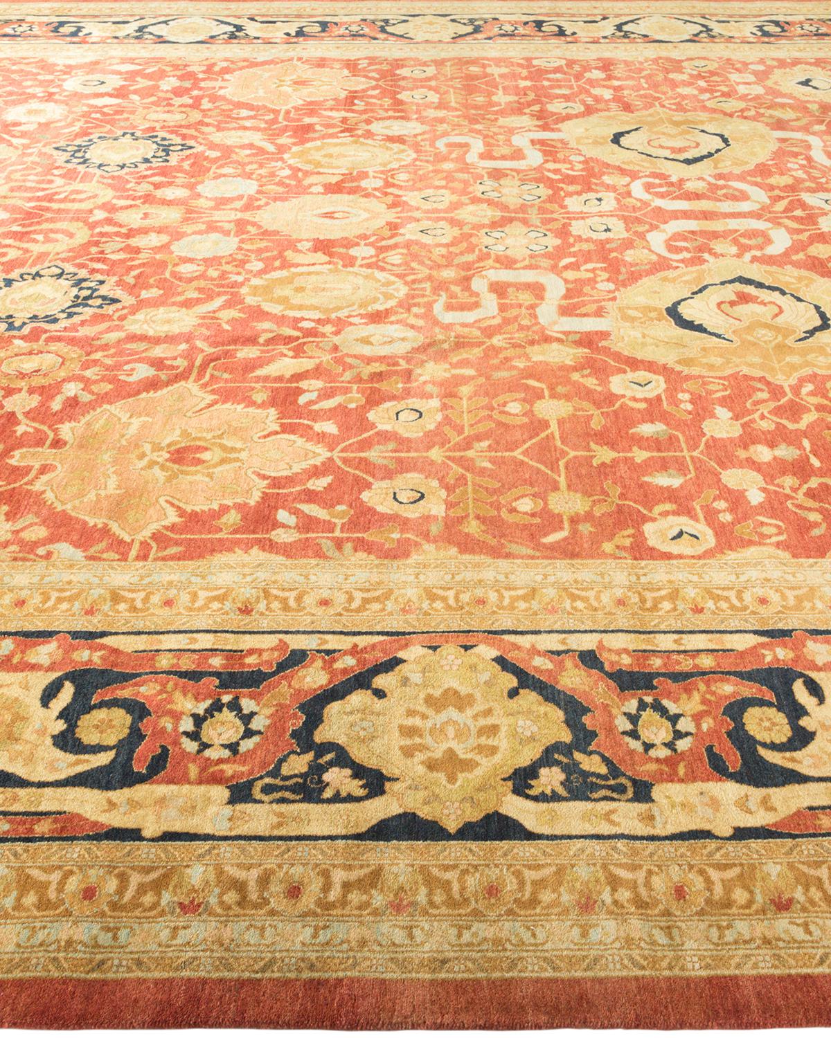Tapis traditionnel orange Mogul unique en son genre fabriqué à la main Neuf - En vente à Norwalk, CT