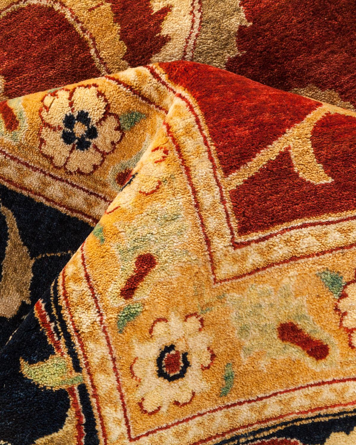 Other One-Of-A-Kind Hand Made Traditional Mogul Orange Area Rug For Sale