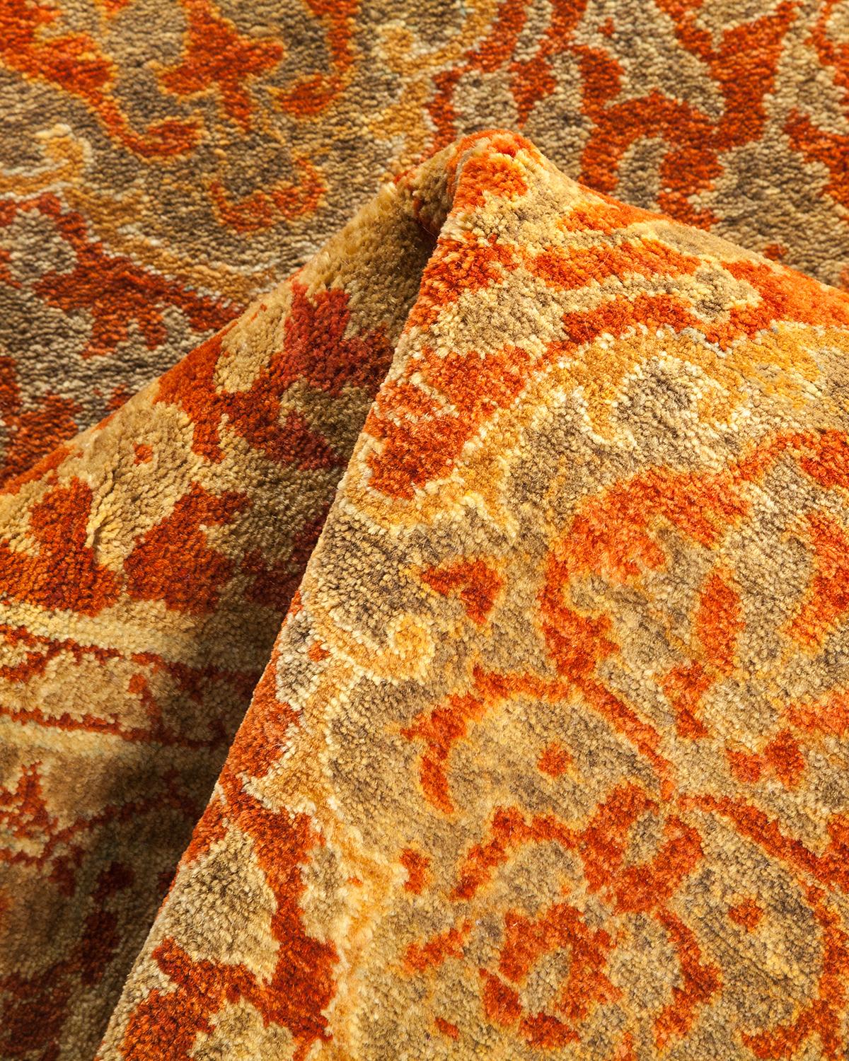 Other One-Of-A-Kind Hand Made Traditional Mogul Orange Area Rug For Sale