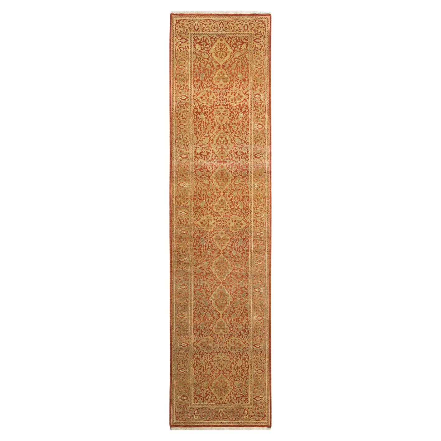 One-Of-A-Kind Hand Made Traditional Mogul Orange Area Rug For Sale