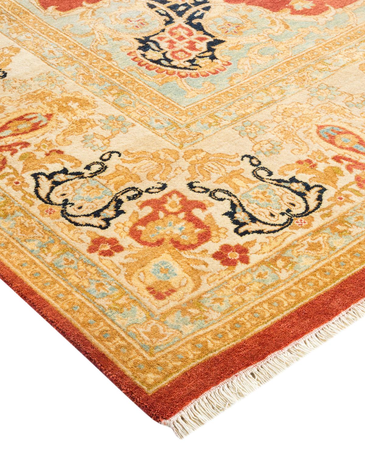 Pakistano Tappeto tradizionale arancione Mogul, unico nel suo genere, Hand Made in vendita