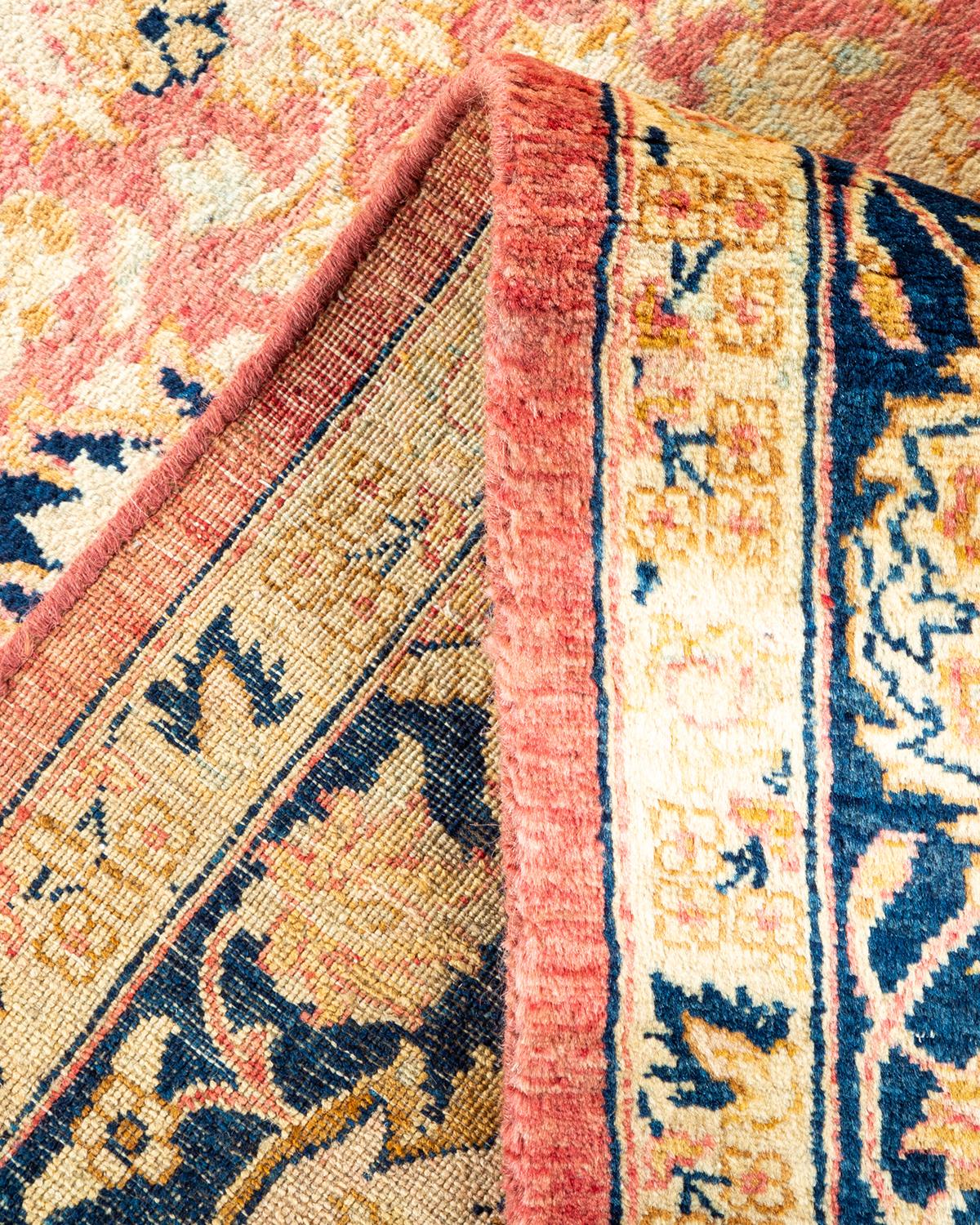 Pakistani One-Of-A-Kind Hand Made Traditional Mogul Orange Area Rug For Sale