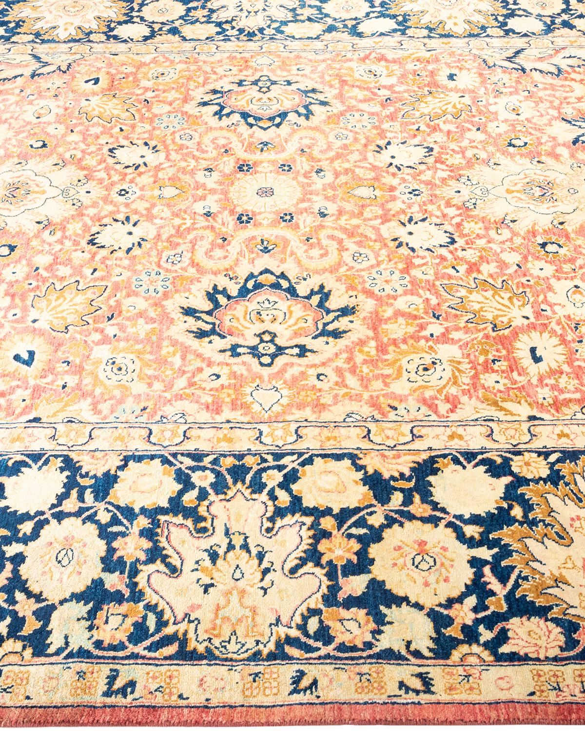 One-Of-A-Kind Hand Made Traditional Mogul Orange Area Rug In New Condition For Sale In Norwalk, CT