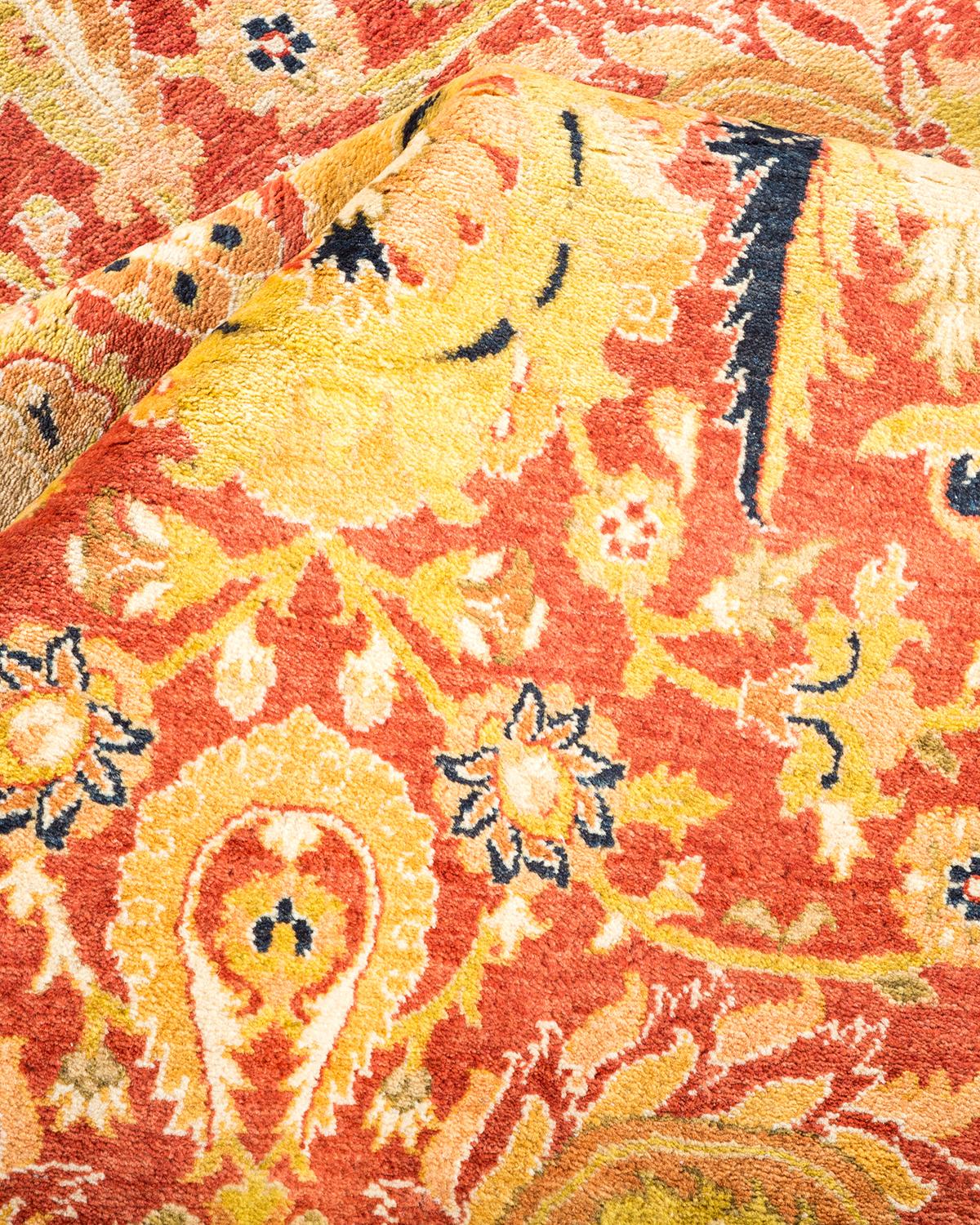 Autre Tapis traditionnel orange Mogul unique fait à la main, unique en son genre en vente