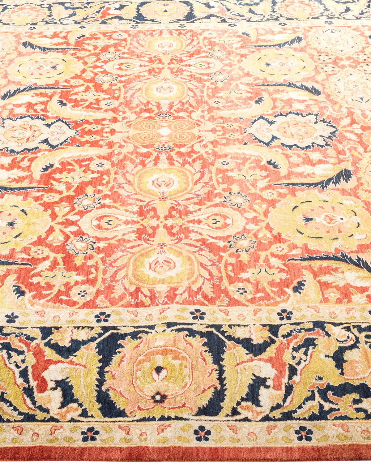 Tapis traditionnel orange Mogul unique fait à la main, unique en son genre Neuf - En vente à Norwalk, CT