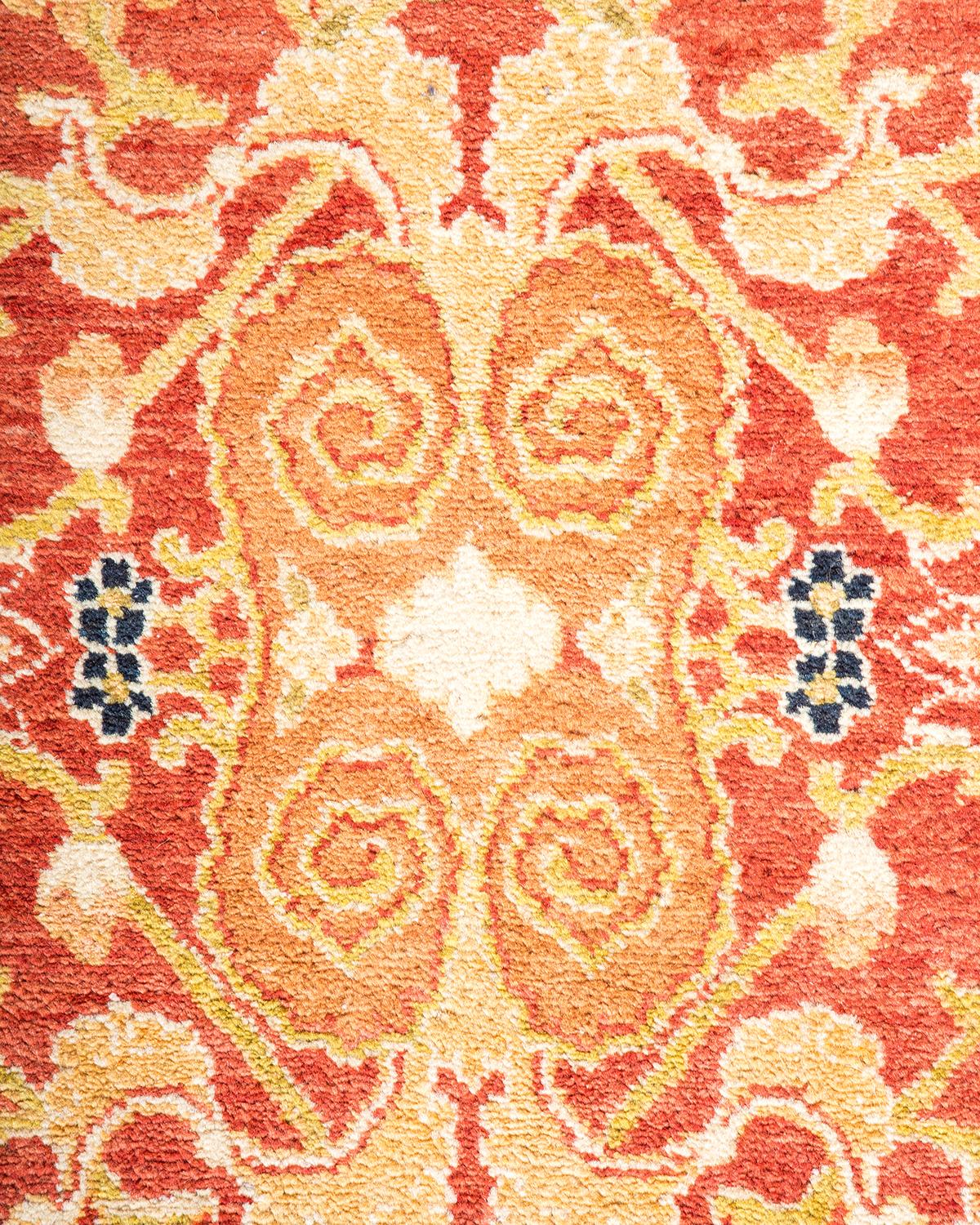 XXIe siècle et contemporain Tapis traditionnel orange Mogul unique fait à la main, unique en son genre en vente
