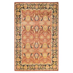 Traditioneller, handgefertigter Mogul Orange Teppich, Unikat