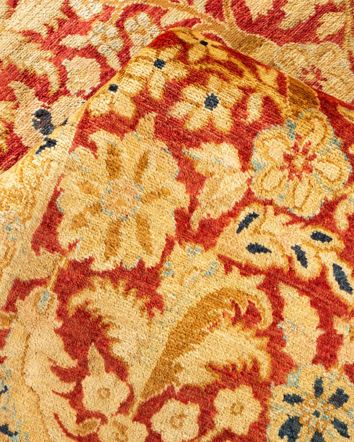 Other One-of-a-kind Hand Made Traditional Mogul Orange Area Rug For Sale