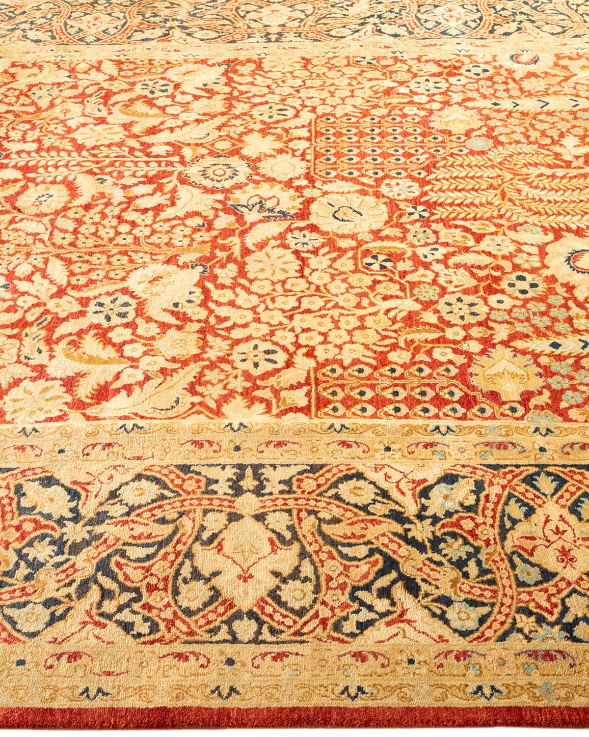 One-of-a-kind Hand Made Traditional Mogul Orange Area Rug In New Condition For Sale In Norwalk, CT
