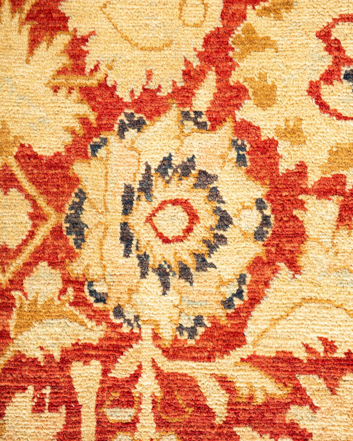Contemporary One-of-a-kind Hand Made Traditional Mogul Orange Area Rug For Sale