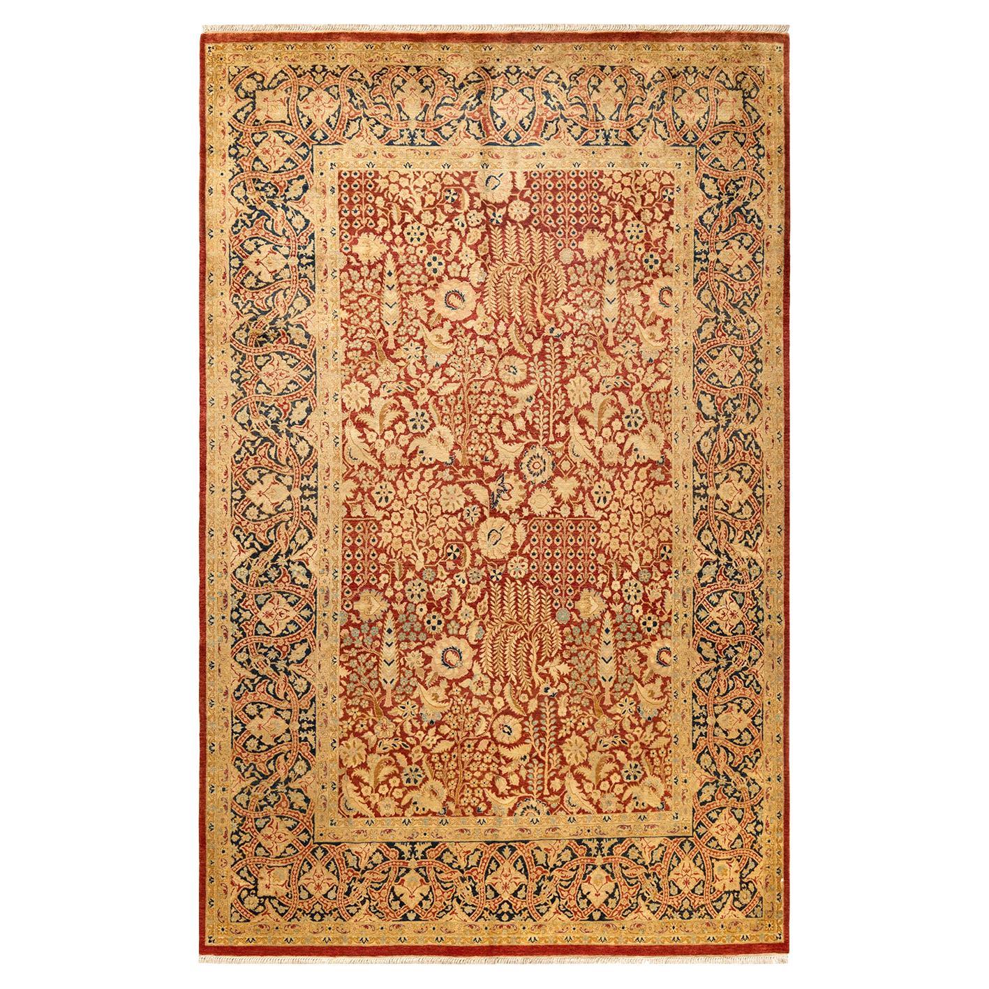 One-of-a-kind Hand Made Traditional Mogul Orange Area Rug