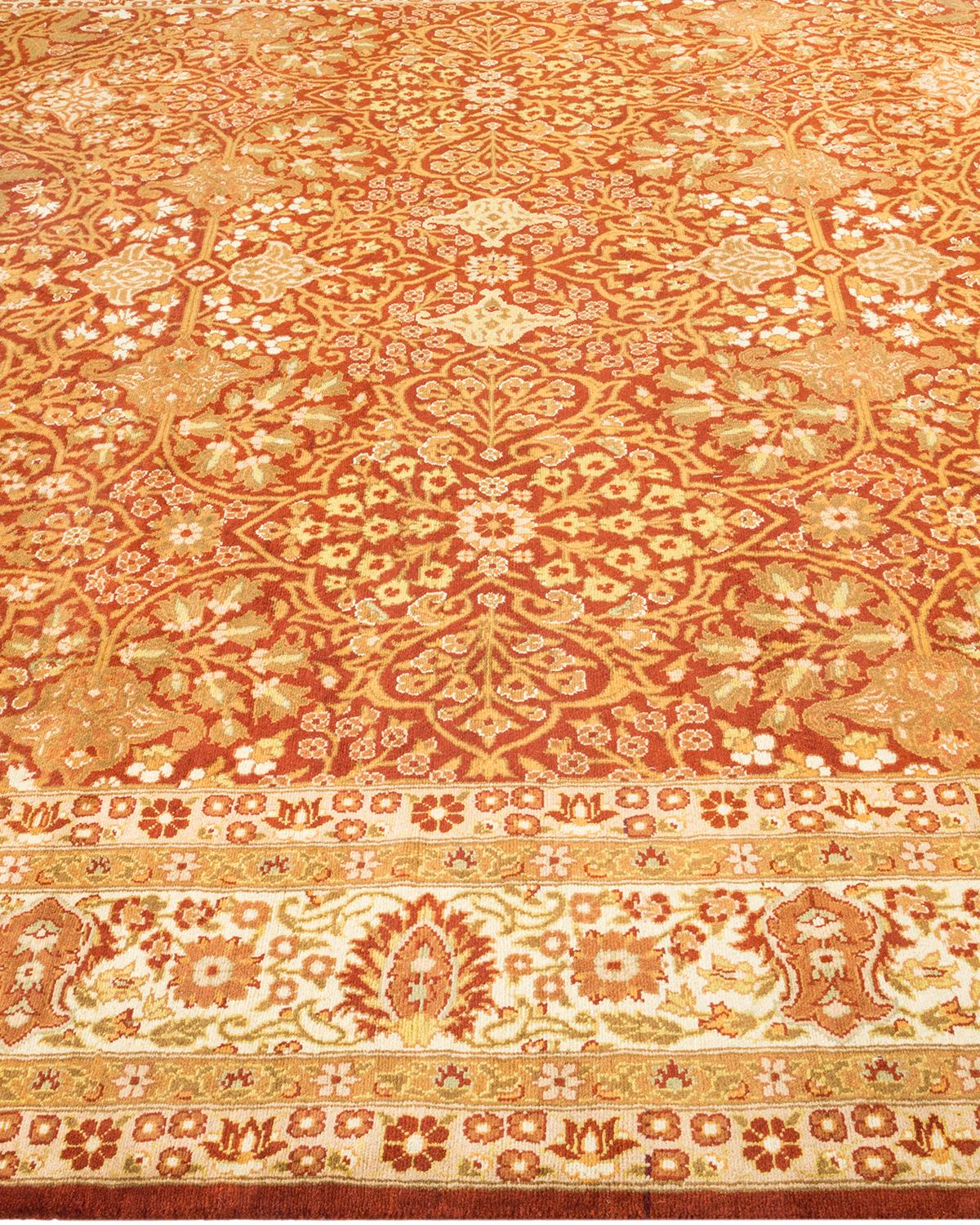 Alfombra Mogul Naranja Tradicional Hand Made Única en su Género en Nuevo estado para la venta en Norwalk, CT