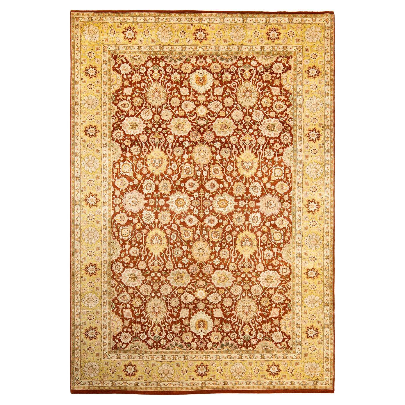 One-of-a-Kind Hand Made Traditional Mogul Orange Area Rug