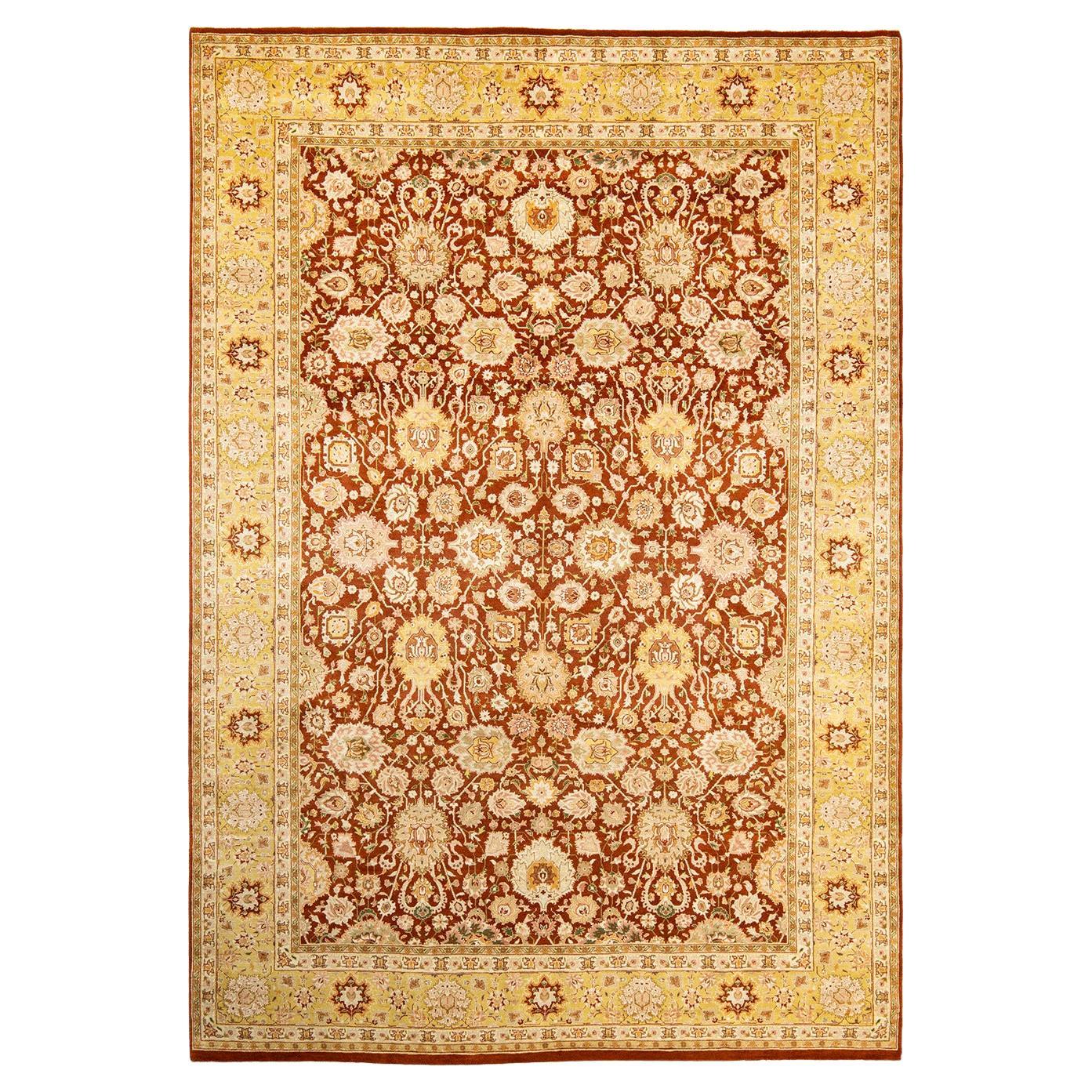 One-of-a-Kind Hand Made Traditional Mogul Orange Area Rug For Sale