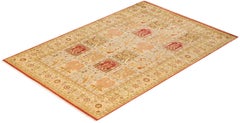 One-Of-A-Kind Hand Made Traditional Mogul Orange Area Rug