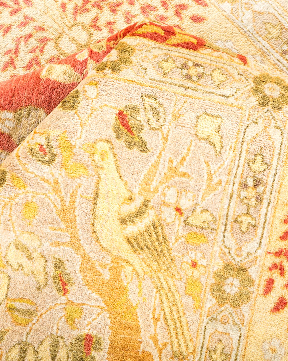 Other One-Of-A-Kind Hand Made Traditional Mogul Orange Area Rug For Sale