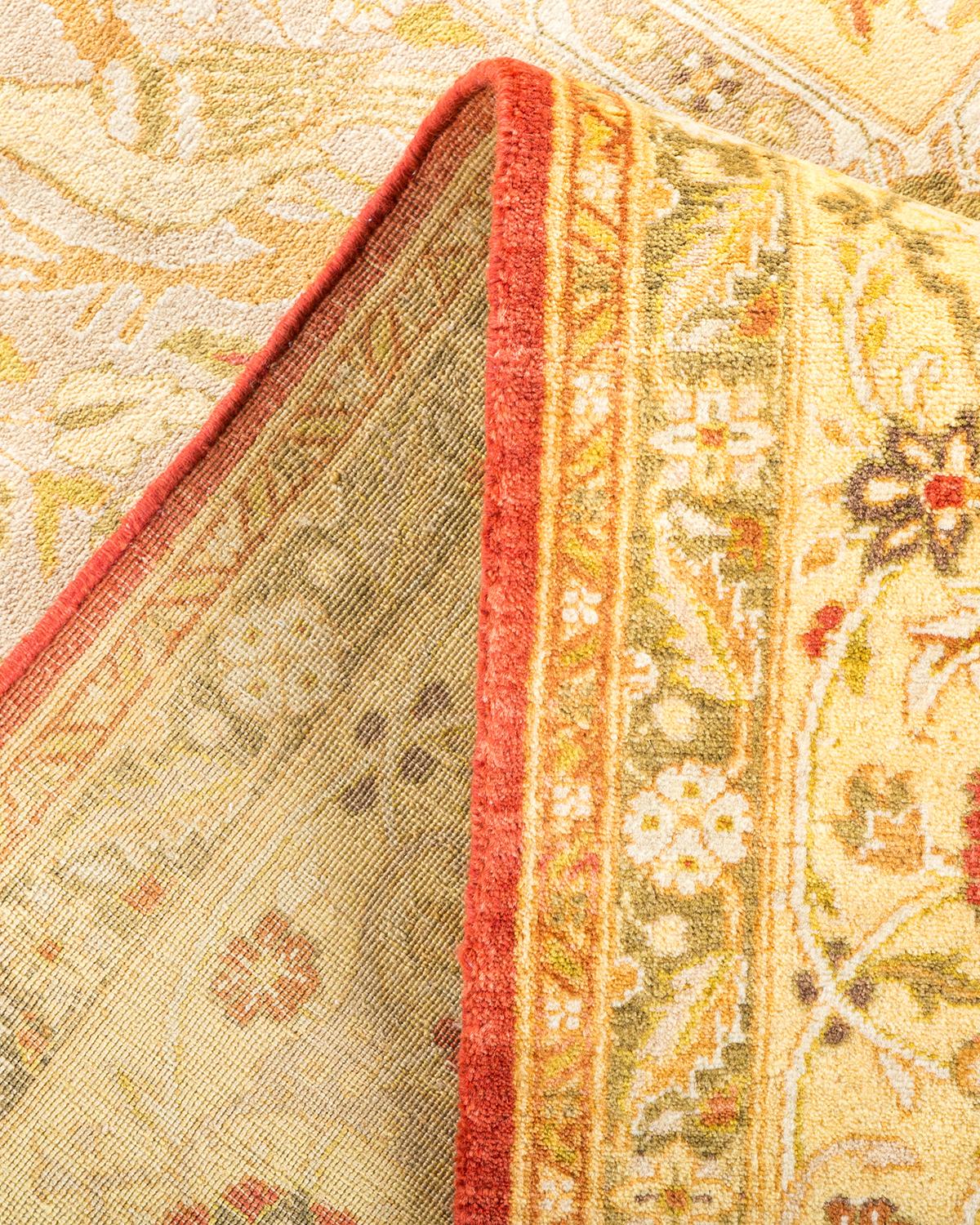 Pakistani One-Of-A-Kind Hand Made Traditional Mogul Orange Area Rug For Sale