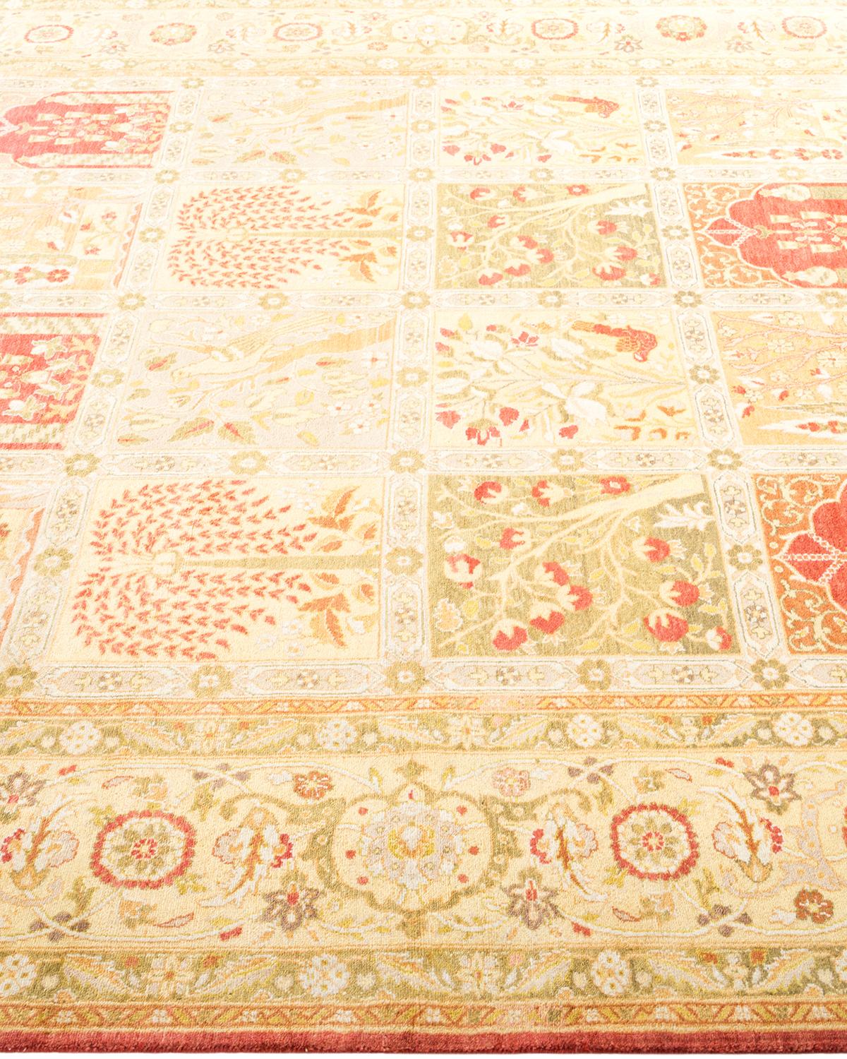 One-Of-A-Kind Hand Made Traditional Mogul Orange Area Rug In New Condition For Sale In Norwalk, CT
