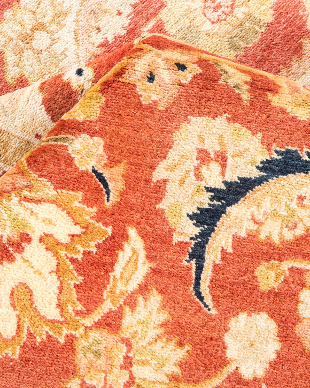 Other One-Of-A-Kind Hand Made Traditional Mogul Orange Area Rug For Sale