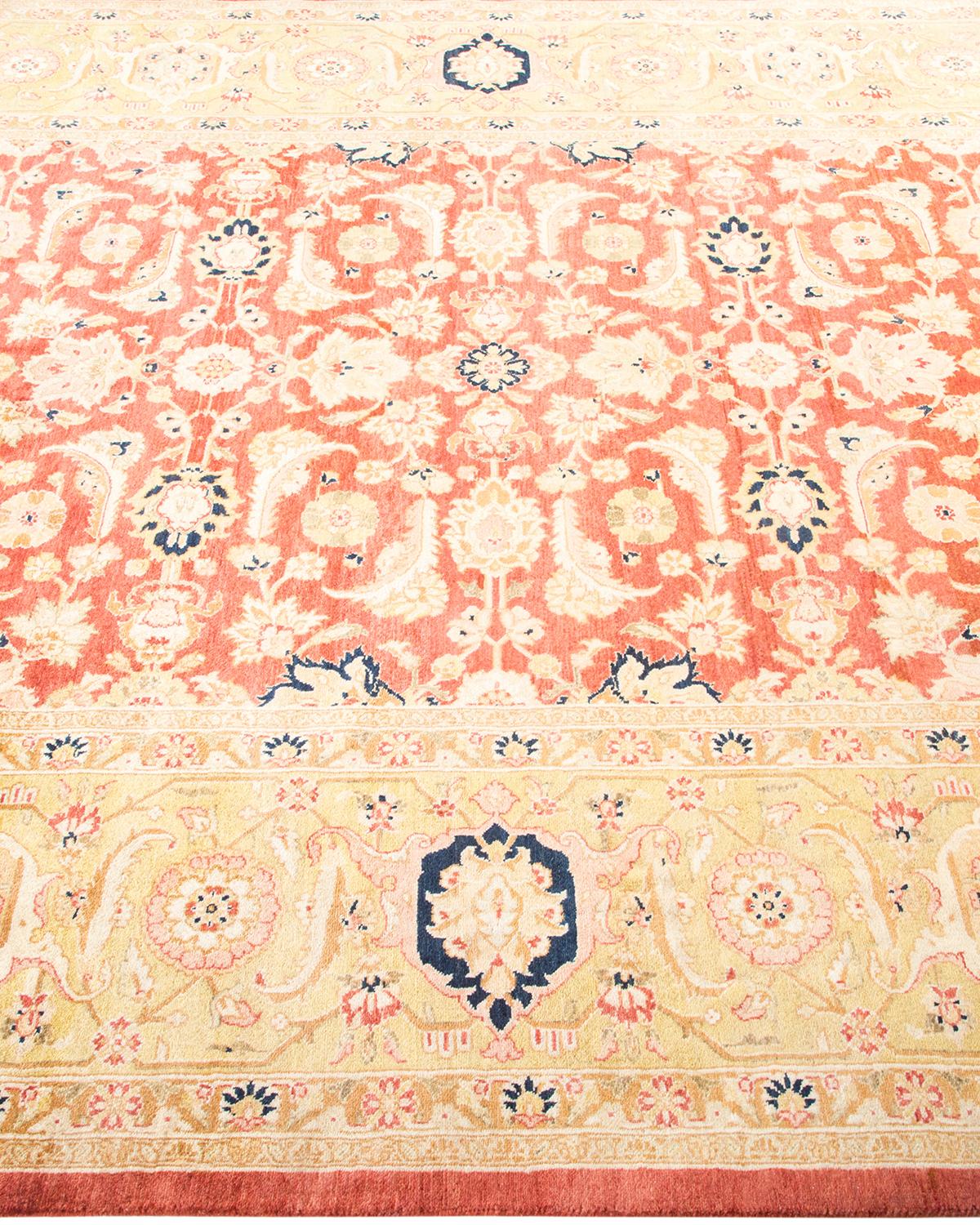 One-Of-A-Kind Hand Made Traditional Mogul Orange Area Rug In New Condition For Sale In Norwalk, CT