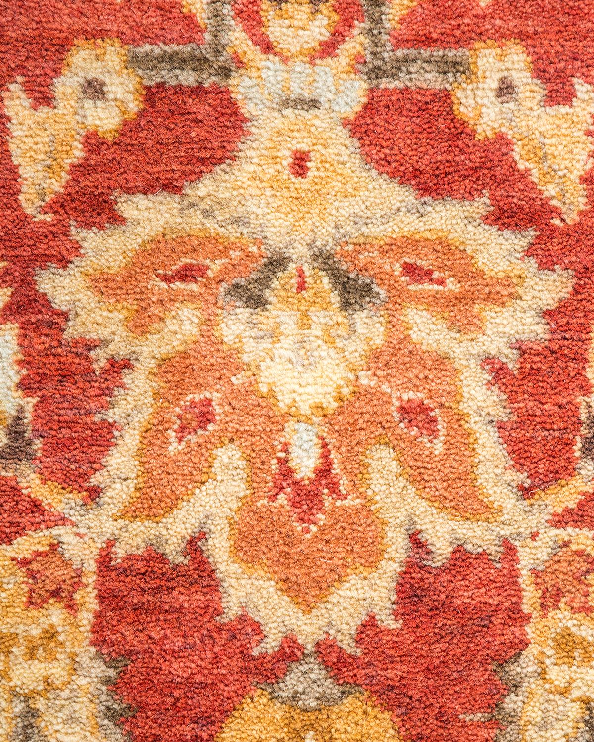 XXIe siècle et contemporain Tapis traditionnel orange Mogul unique en son genre fabriqué à la main en vente