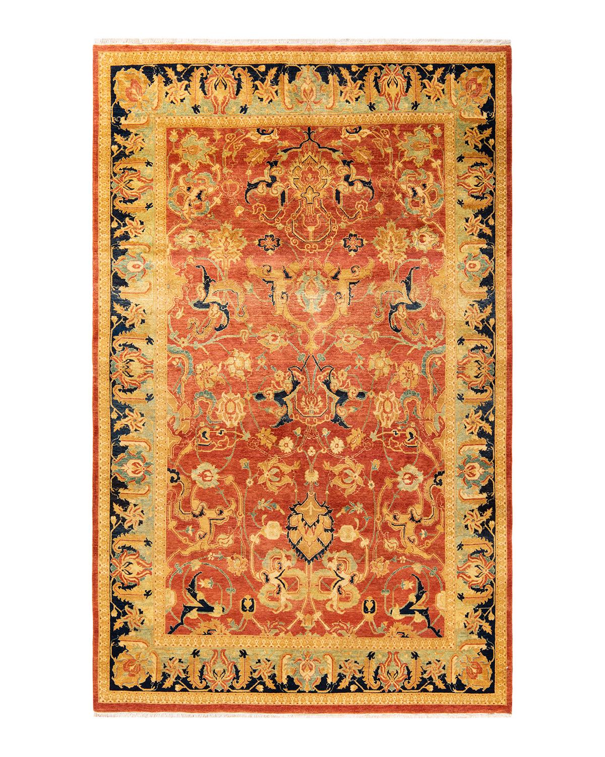 Autre Tapis traditionnel orange Mogul, unique en son genre, fabriqué à la main en vente