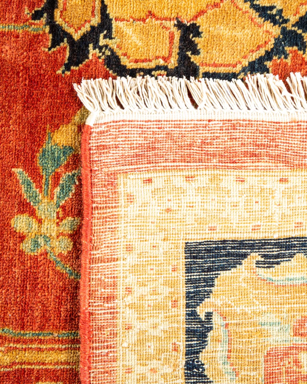 Tapis traditionnel orange Mogul, unique en son genre, fabriqué à la main Neuf - En vente à Norwalk, CT