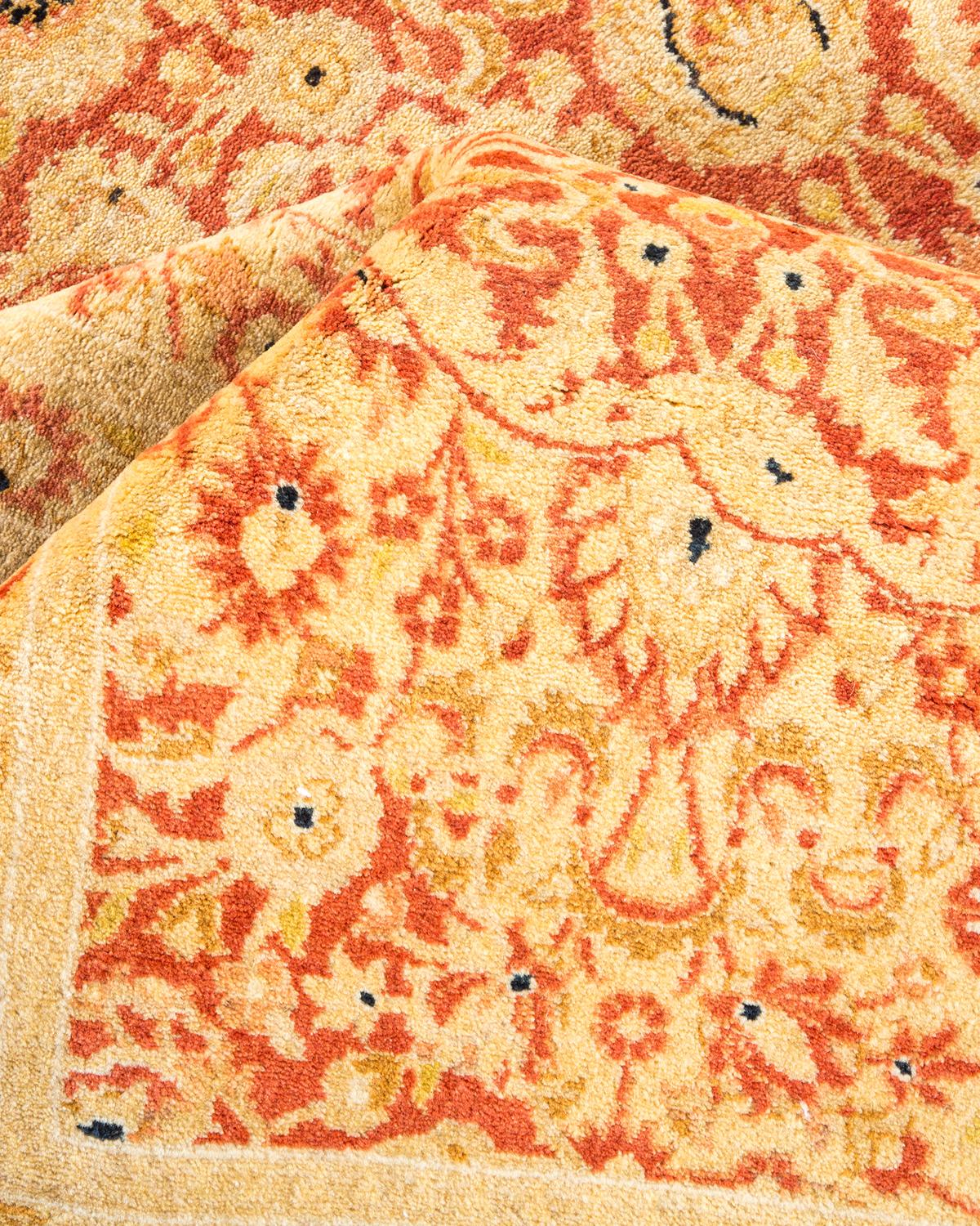 Other One-Of-A-Kind Hand Made Traditional Mogul Orange Area Rug For Sale
