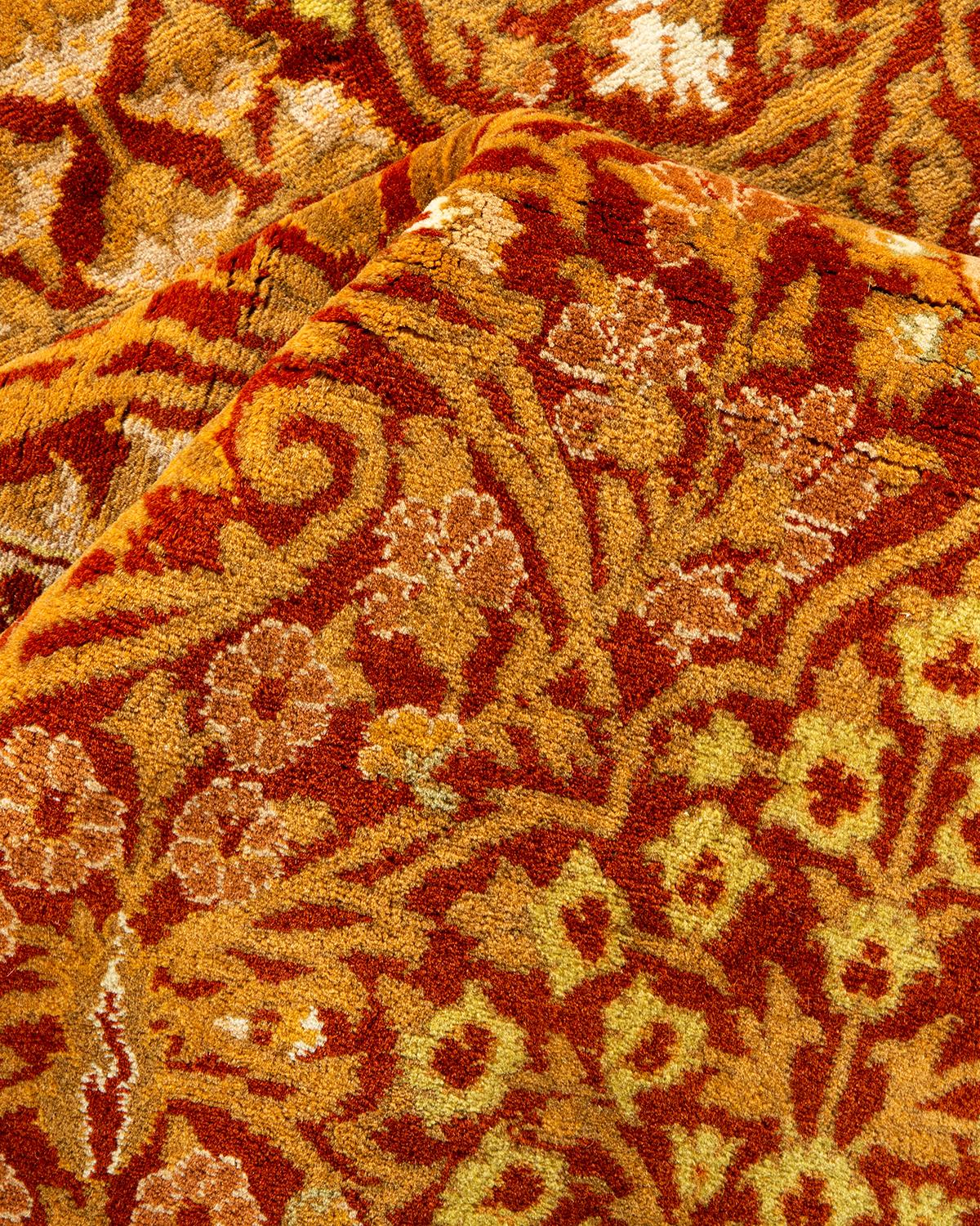 Other One-Of-A-Kind Hand Made Traditional Mogul Orange Area Rug For Sale