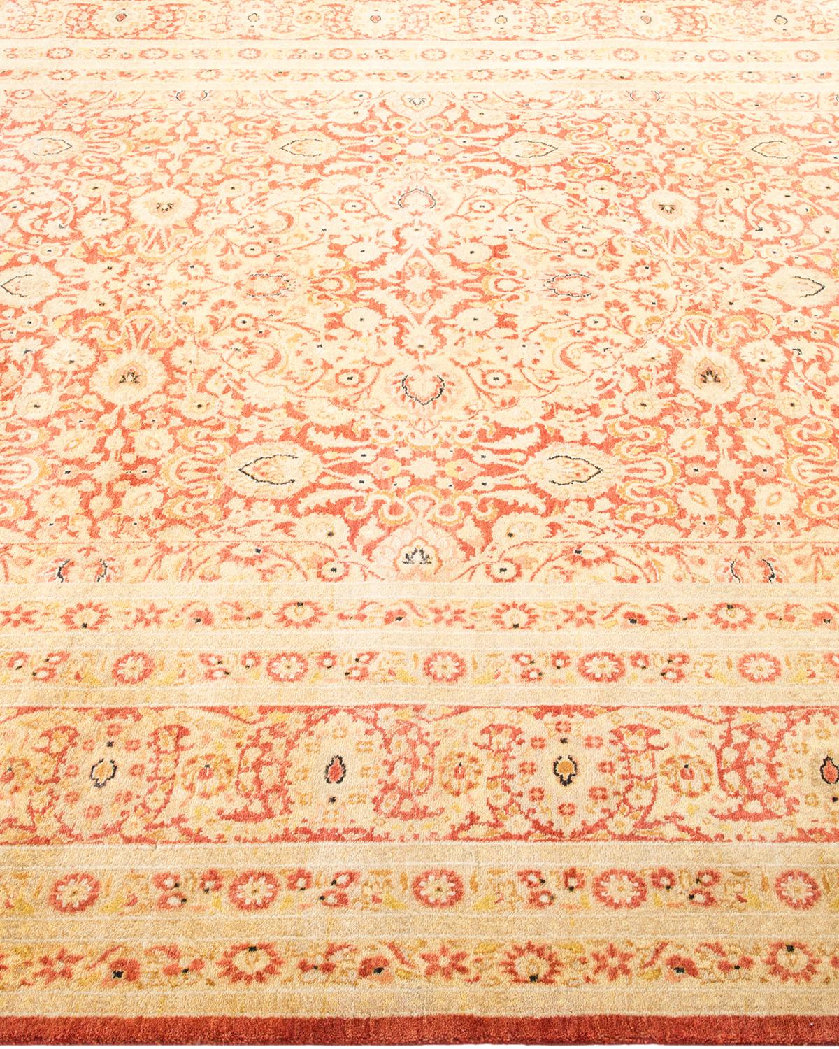 One-Of-A-Kind Hand Made Traditional Mogul Orange Area Rug In New Condition For Sale In Norwalk, CT