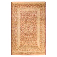 One-Of-A-Kind Hand Made Traditional Mogul Orange Area Rug