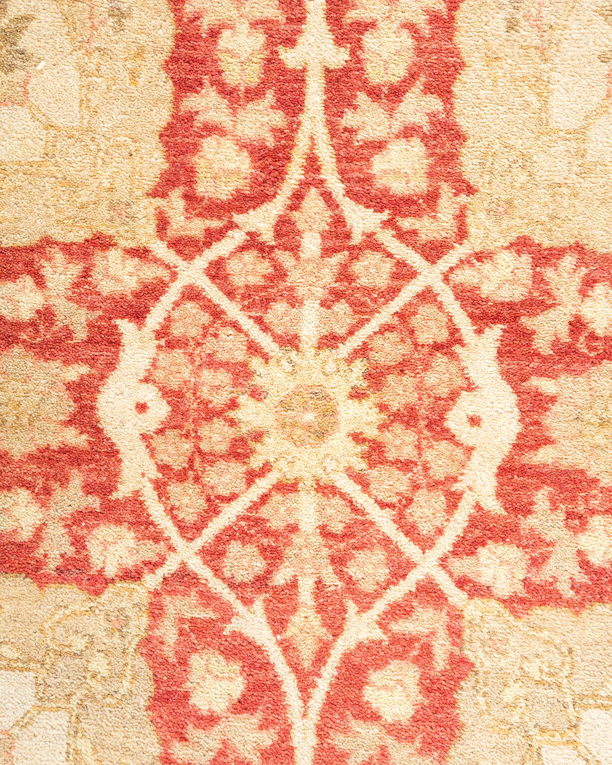XXIe siècle et contemporain Tapis traditionnel orange Mogul, unique en son genre, fabriqué à la main en vente