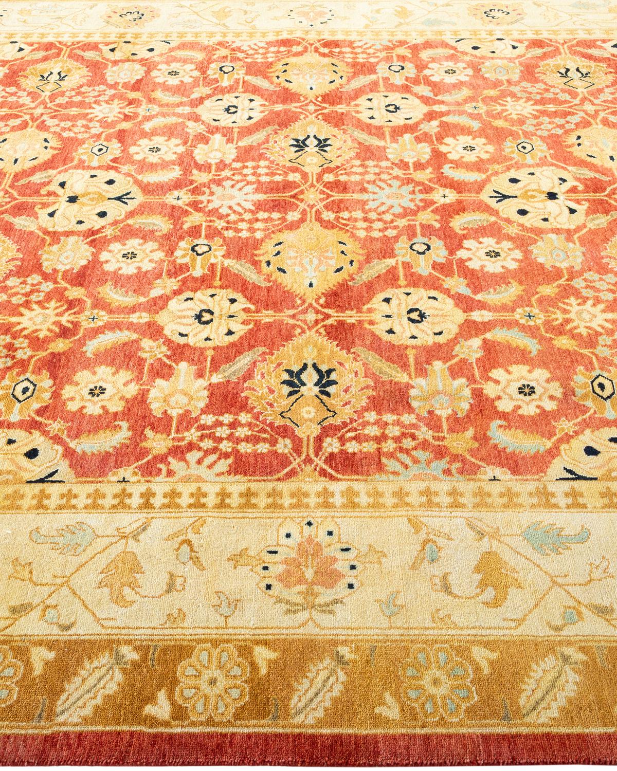 One-Of-A-Kind Hand Made Traditional Mogul Orange Area Rug In New Condition For Sale In Norwalk, CT
