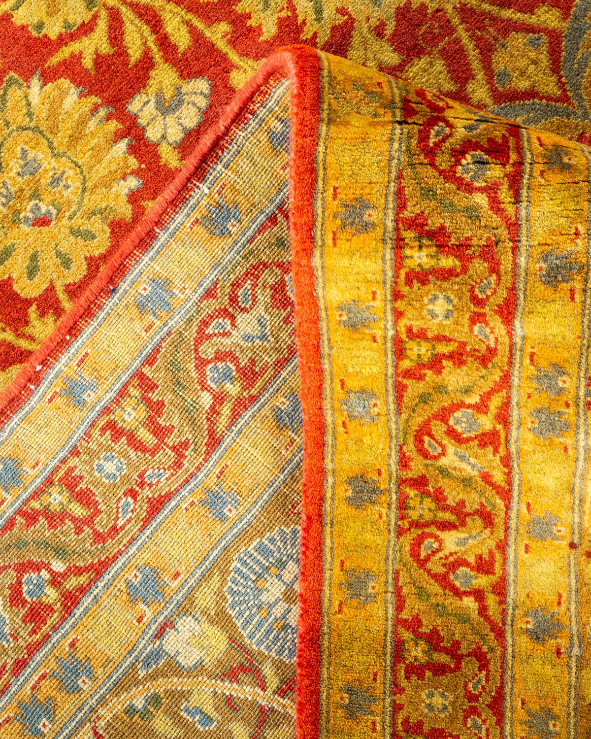 Traditioneller, handgefertigter Mogul Orange Teppich, Unikat (Pakistanisch) im Angebot