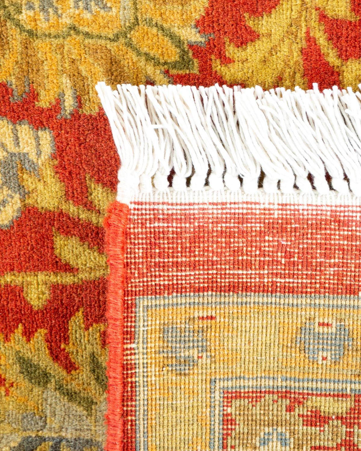 Traditioneller, handgefertigter Mogul Orange Teppich, Unikat (Handgeknüpft) im Angebot