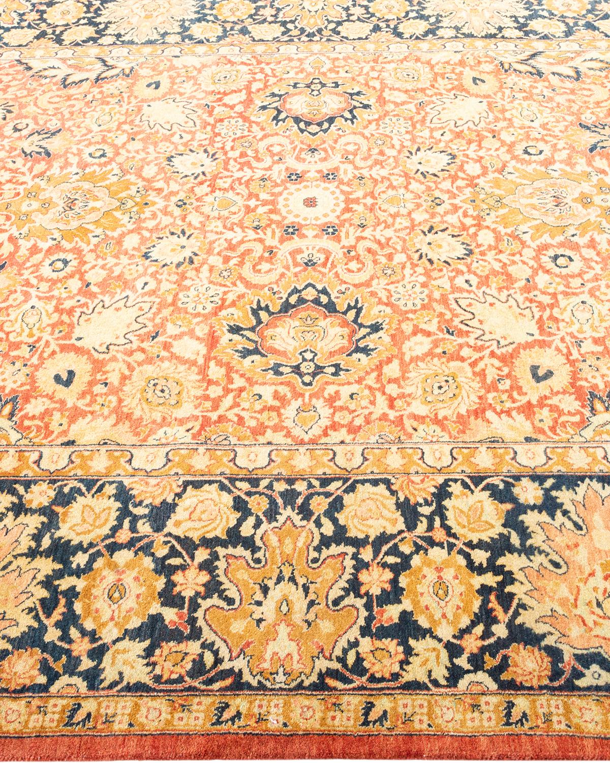 Tapis traditionnel orange Mogul unique en son genre fabriqué à la main Neuf - En vente à Norwalk, CT
