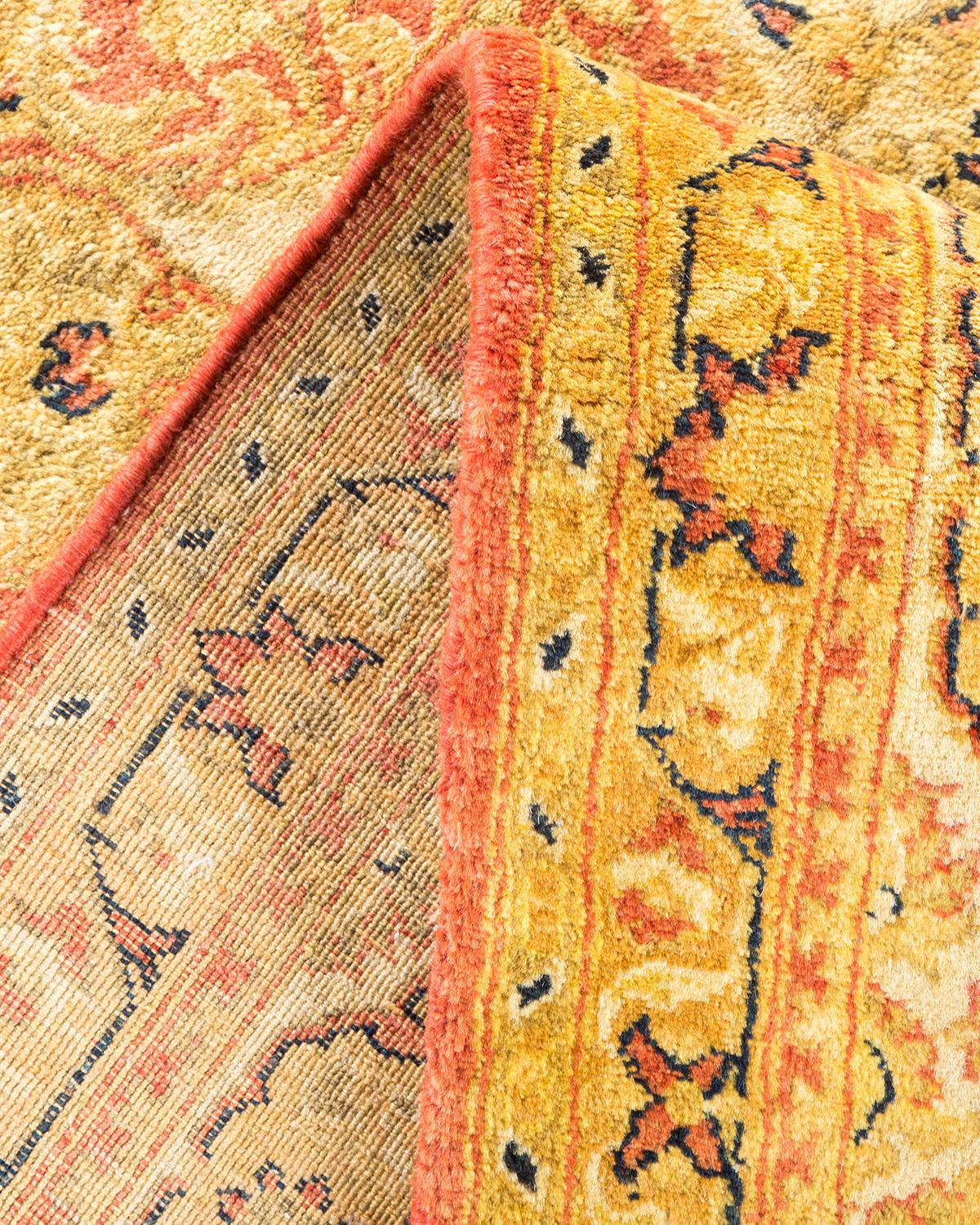 Traditioneller Mogul Orange Teppich, handgefertigt, Unikat (Pakistanisch) im Angebot