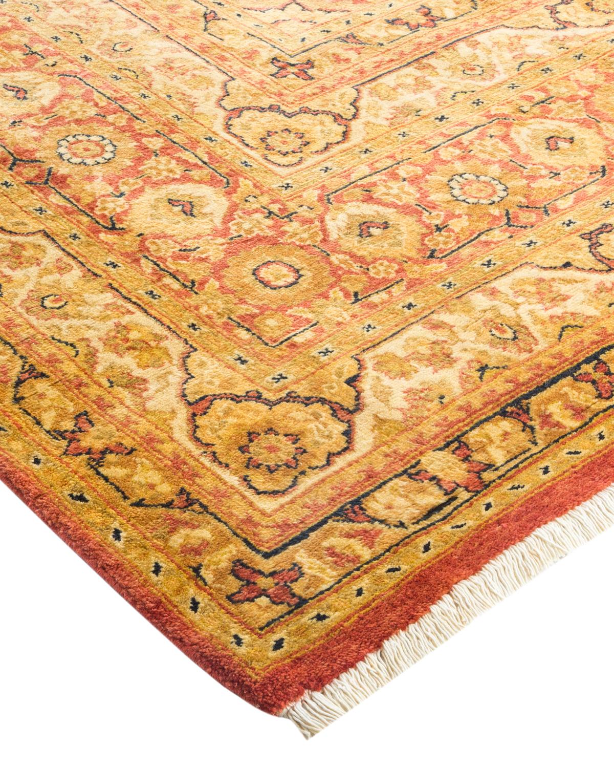 Traditioneller Mogul Orange Teppich, handgefertigt, Unikat (Wolle) im Angebot